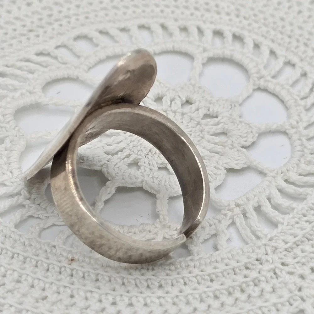 Sterling Silver 925 Shield Ring Statement Modernist Size 8 9g